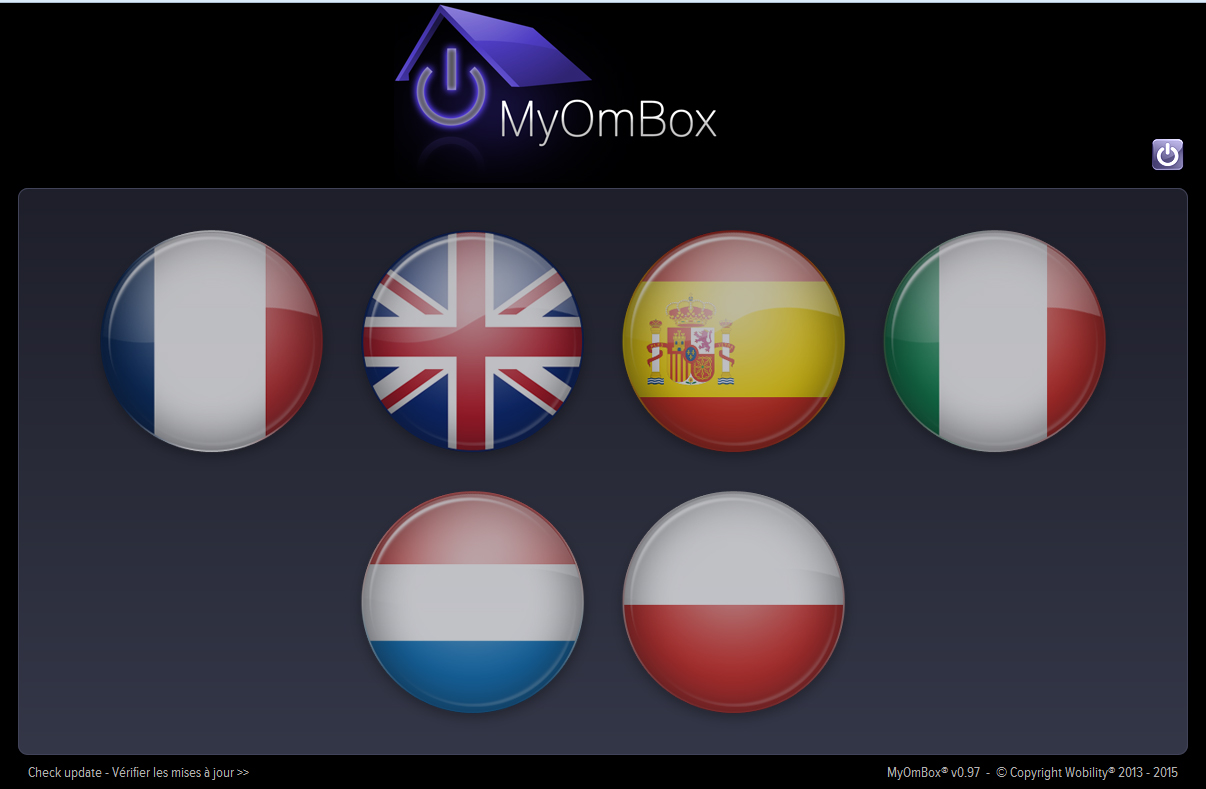 Myombox est disponible en 6 langue: Français, Anglais, Espagnol, Néerlandais, Polonais, Italien