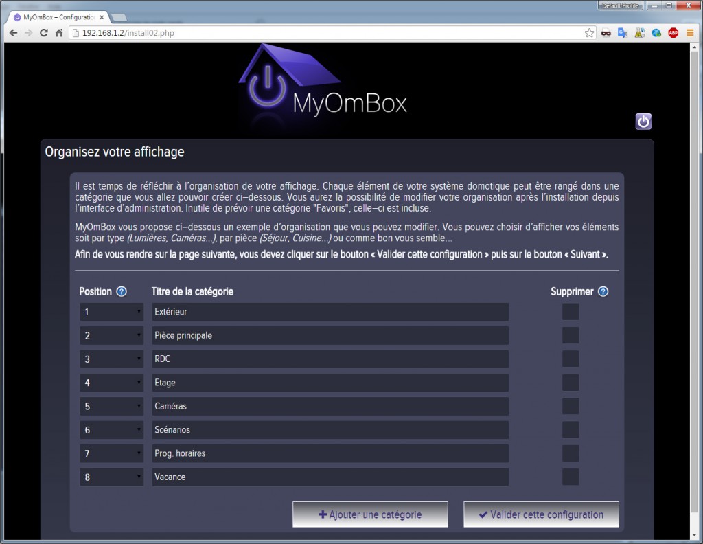 MyOmBox choice of display categories