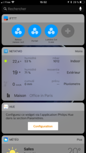 button widget sur iPhone via ifttt et myombox pour lancer un scénario myhome