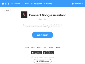 Connexion avec Google assistant sur ifttt